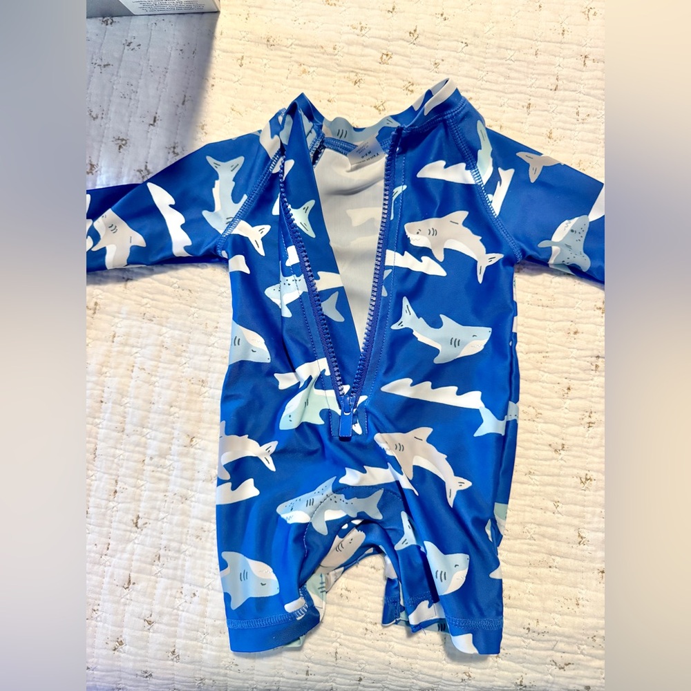Old Navy shark zipper swimwear 0-3M